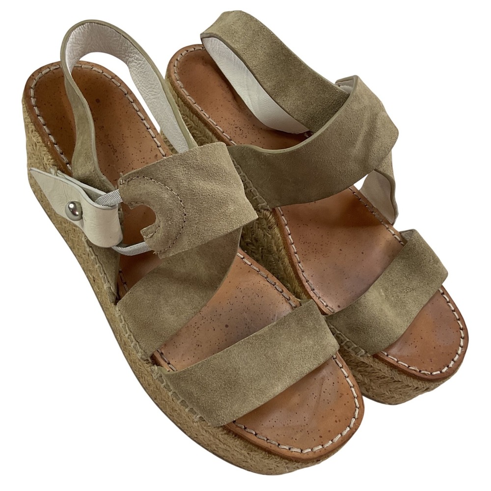 Rag & Bone Espadrille Wedge Sandals Olive Suede Platform EU 40